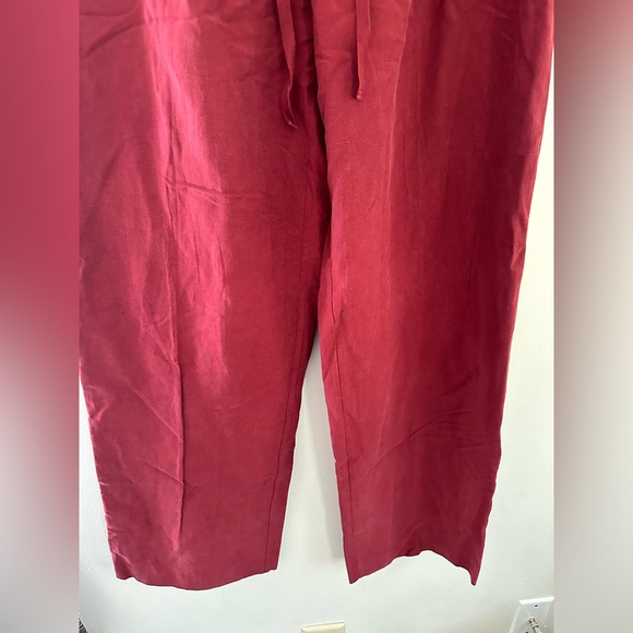 Silk linen blend Kate hill casual red women’s pants  drawstring size 10 - Picture 13 of 13